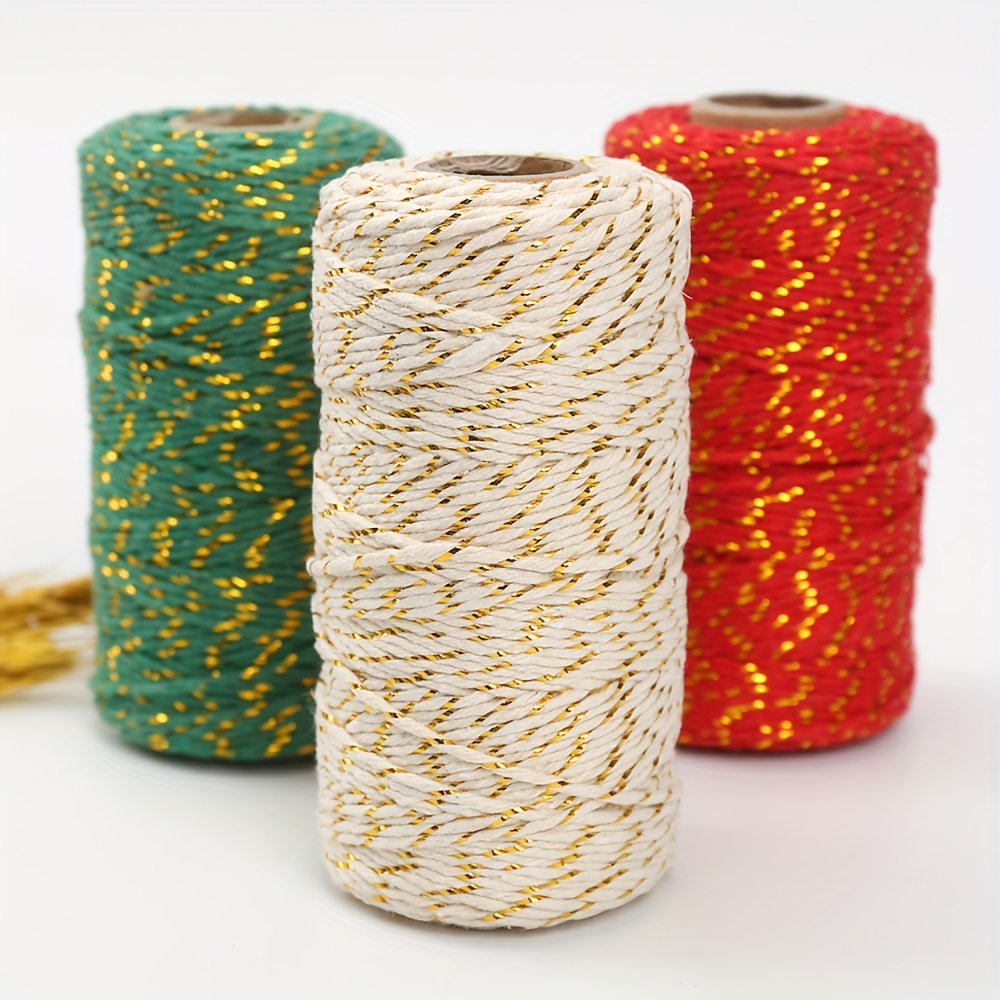 Cordon de corde en coton ficelle pour l'emballage cadeau (2pcs,  multicolore)