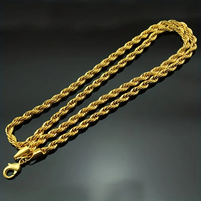 Fashionable Simple 18k Gold plated Twisted Rope Necklace Men - Temu