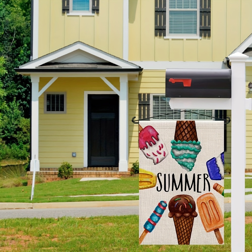 Summer Ice Cream Garden Flag 12x18 Inch Double Sided Seasonal Sign Outside Decor Yard Burlap Small Flags details 3