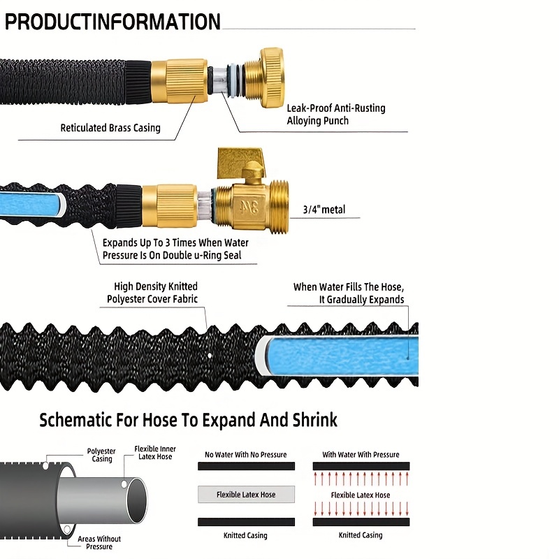 Garden Water Hose Expandable Double Metal Connector High - Temu