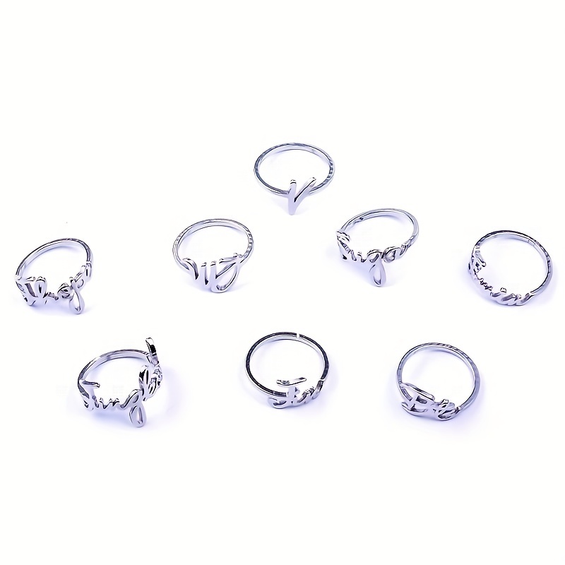 

Kpop Ring Showing Off Personality Zinc Alloy Letter Pattern Perfect Decor For Kpop Fans Chrismas Birthday Gift For Your Friends