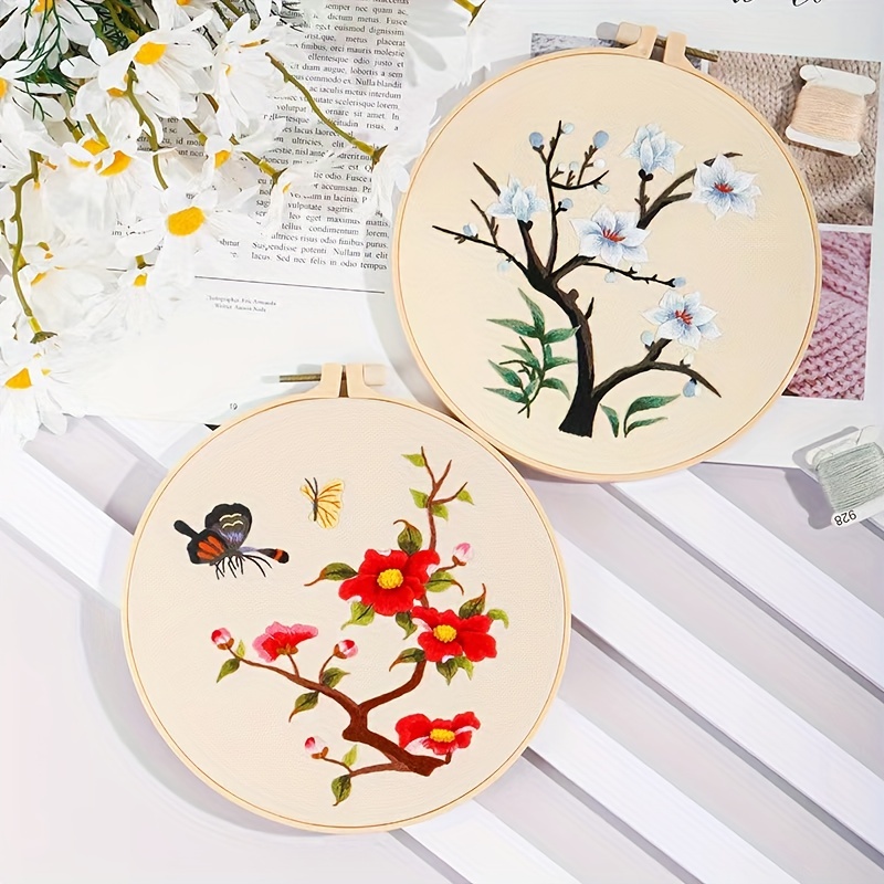 Color Floral Embroidery Kit Diy Starter Embroidery Set With - Temu