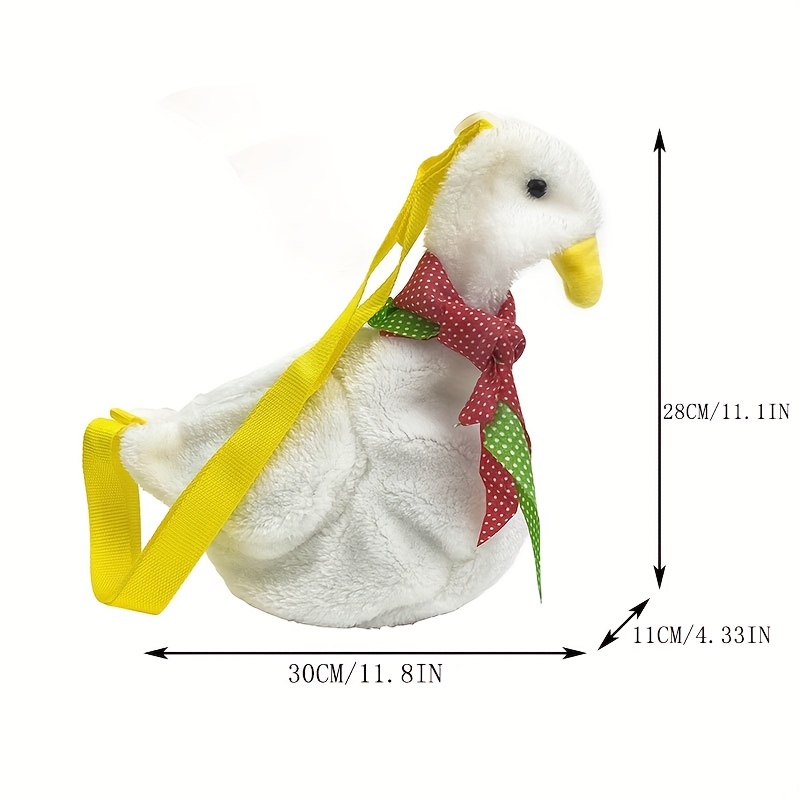 Funny Cartoon Duck Shoulder Bag Adjustable Strap Casual Bags Women Bags  Party Zipper Duck Shape Plush Bag Purse Duck Doll Toy Yellow