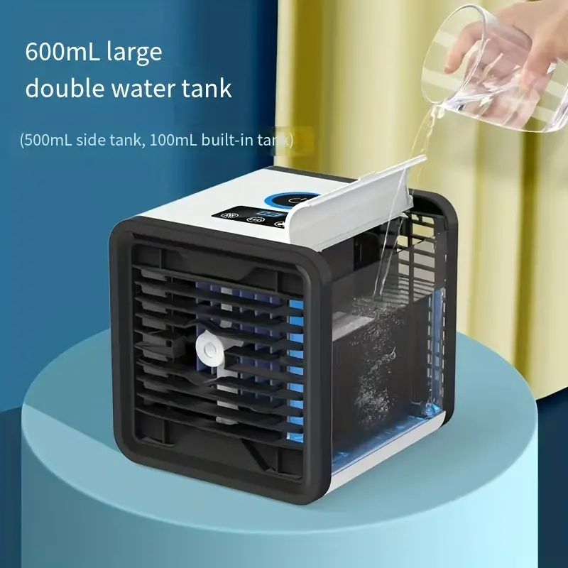 1pc new usb mini air conditioner fan cold air machine cooler home desktop refrigeration small air conditioner mobile humidifier water cooling fan summer  office  details 4