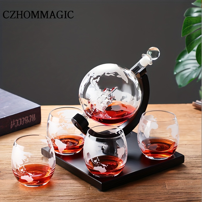 Glass Wine Decanter and Wood Base