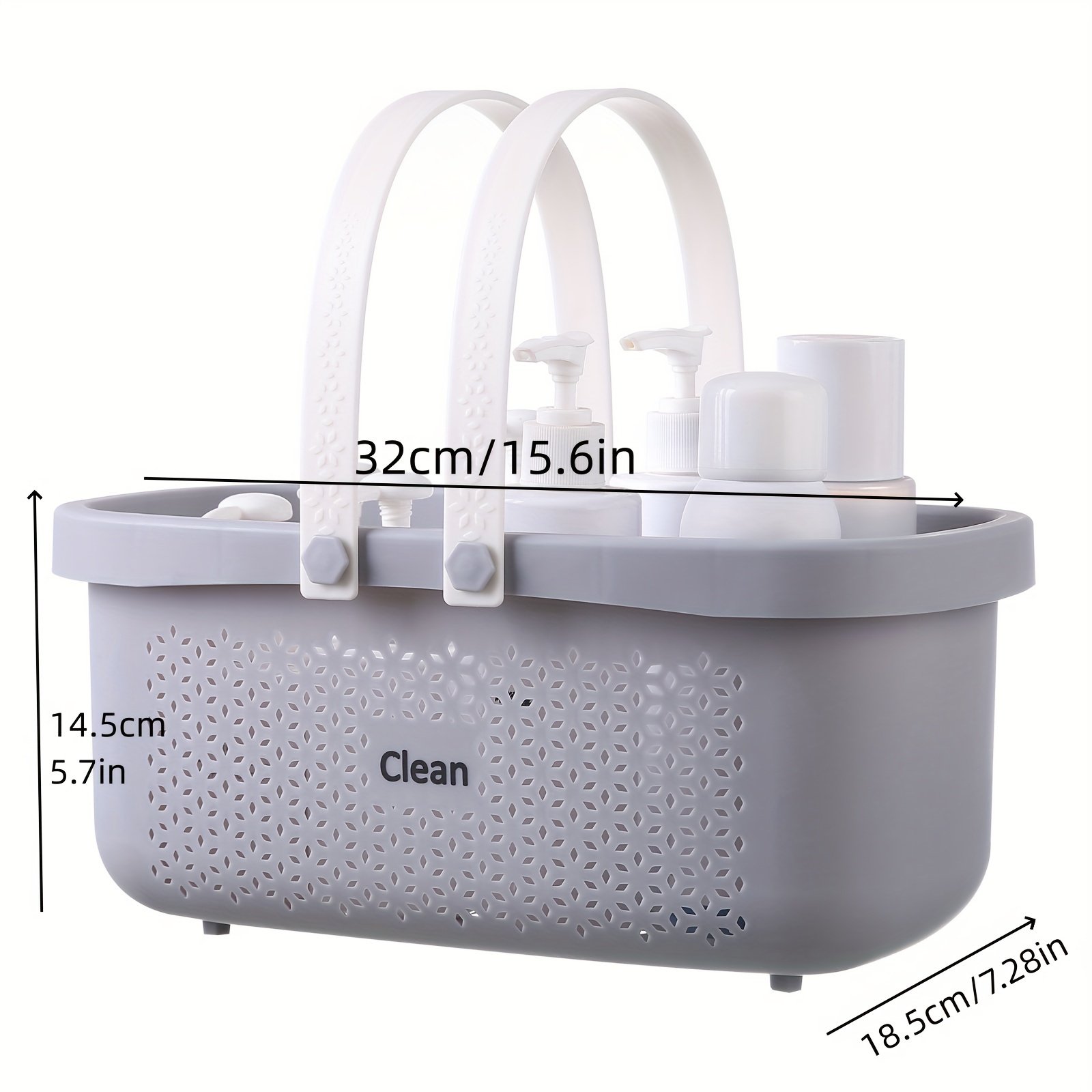 Portable Shower Caddy Basket, Plastic Shower Organizer Tote with Handle,  Bathroom Clear Fashion Shower Basket is Perfect for Dorm, Camping, gym,  seaside and Hot Spring Organizer-10.5 inch