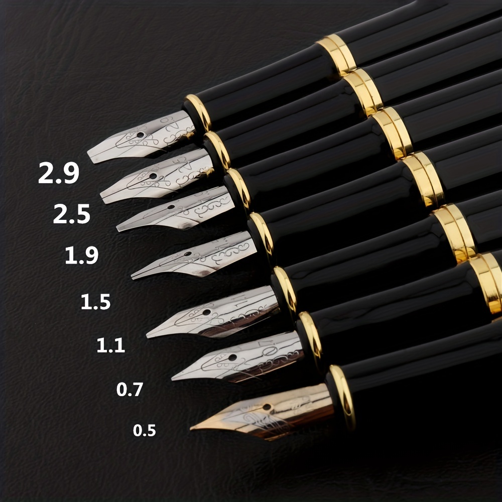 

7-in-1 Black Business Office Student Fountain Pen Set - 0.5mm To 2.9mm Nibs For All Writing Needs!