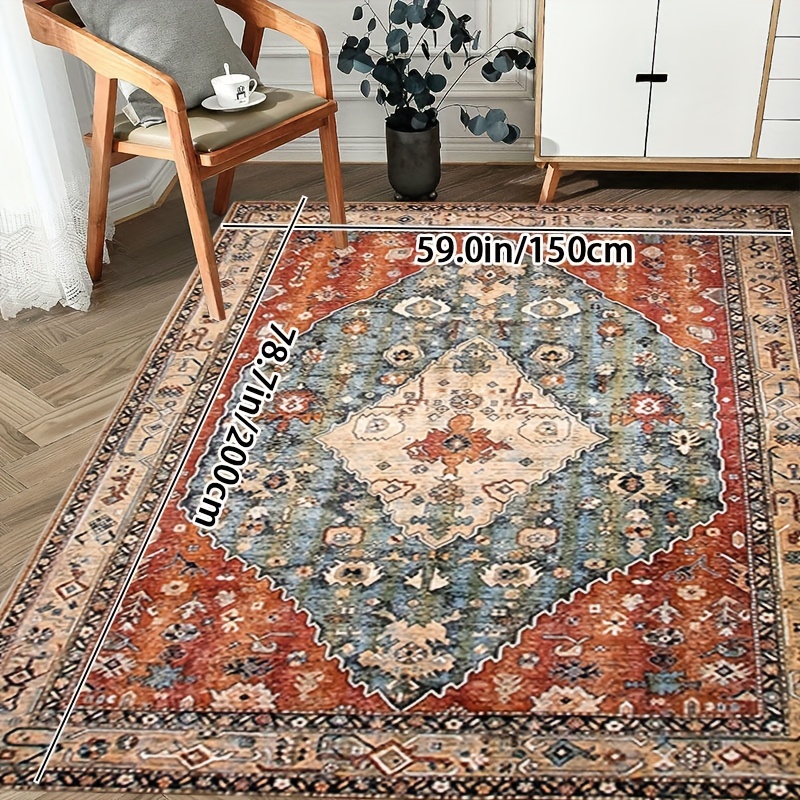 Indoor Outdoor Area Rug Machine Washable Rug Low Pile Throw Kitchen Rug Non  Slip Persian Area Rug for Living Room Kitchen Entryway Laundry
