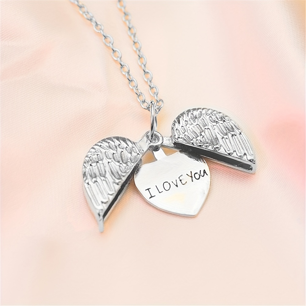  2023 New Gifts Jewelry Fine Heart Pendant Angel Necklace Women  Gemstone Wing Love Necklaces Pendants E Girl Necklace Chain Set (Blue, One  Size) : Pet Supplies