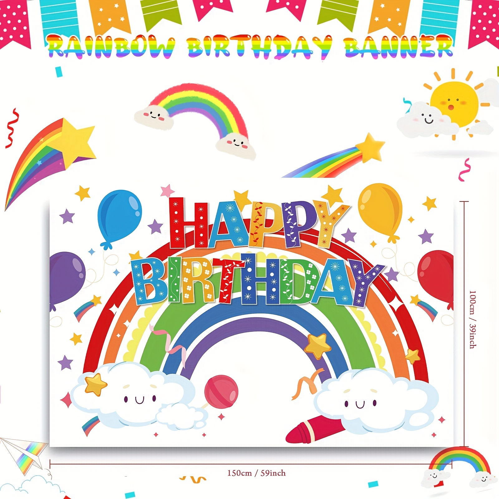 Brighten Birthday Party A Rainbow Banner 71 X 44 Decoration - Temu