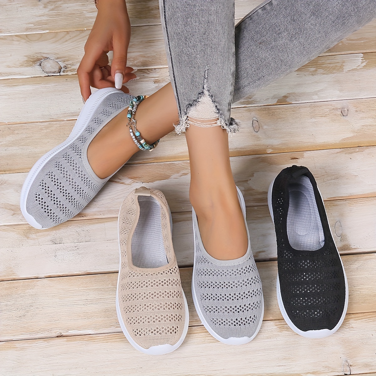Women's Casual Walking Shoes Breathable Lightweight Slip - Temu