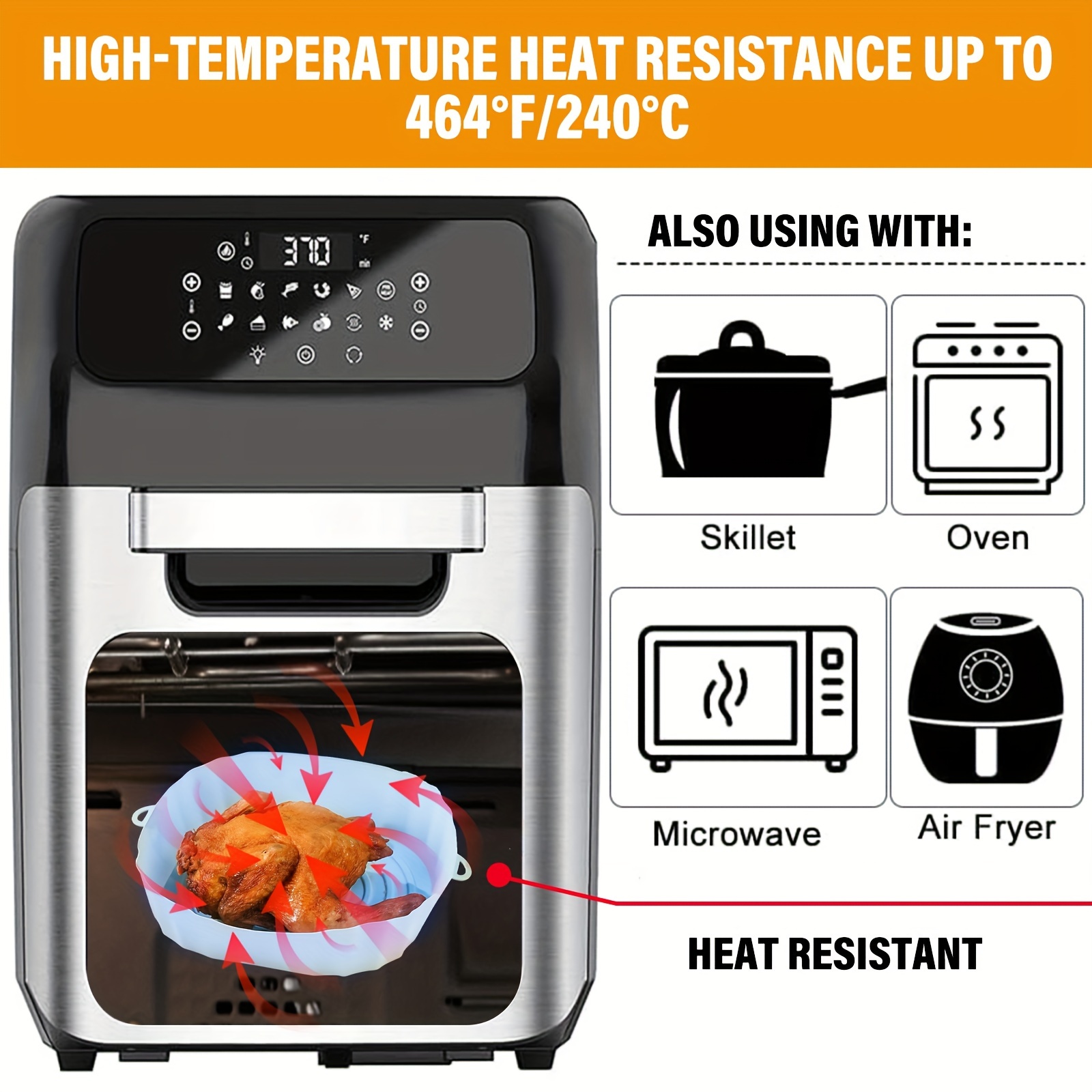 Silicone Air Fryer Pan Airfryer Tray Mat Reusable Airfryer Pots Pizza  Pastry and Pastry Molds Kitchen Gadget Accessories