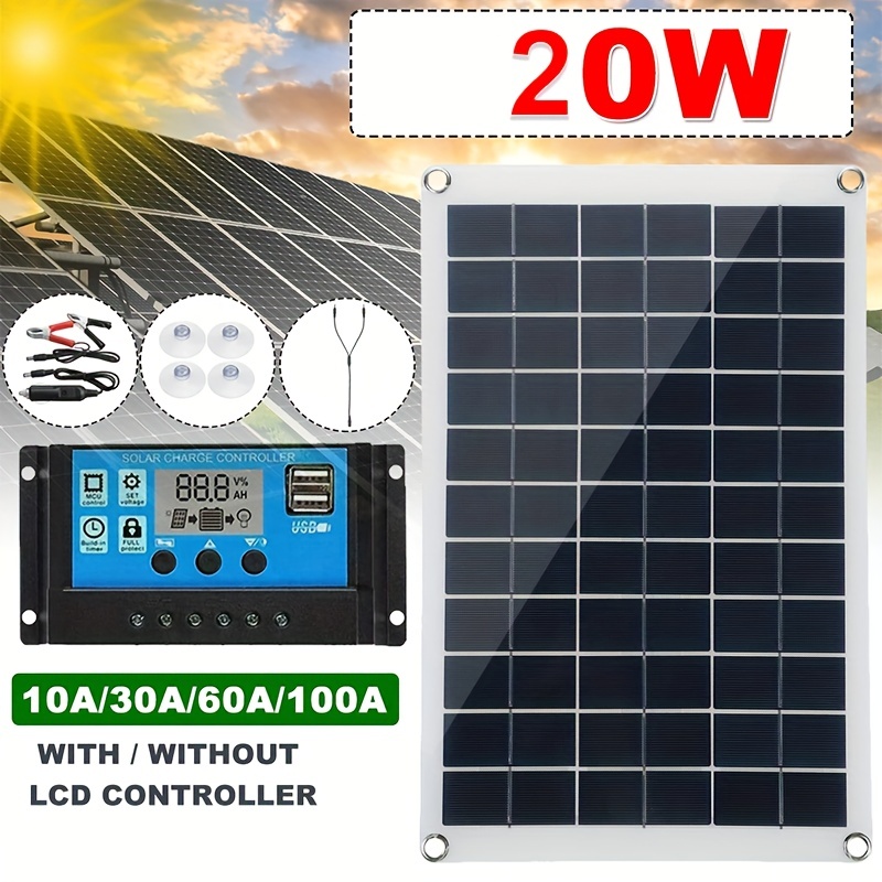 Complete Solar Panel Kit: Power Supply Dual 5/18v Usb - Temu