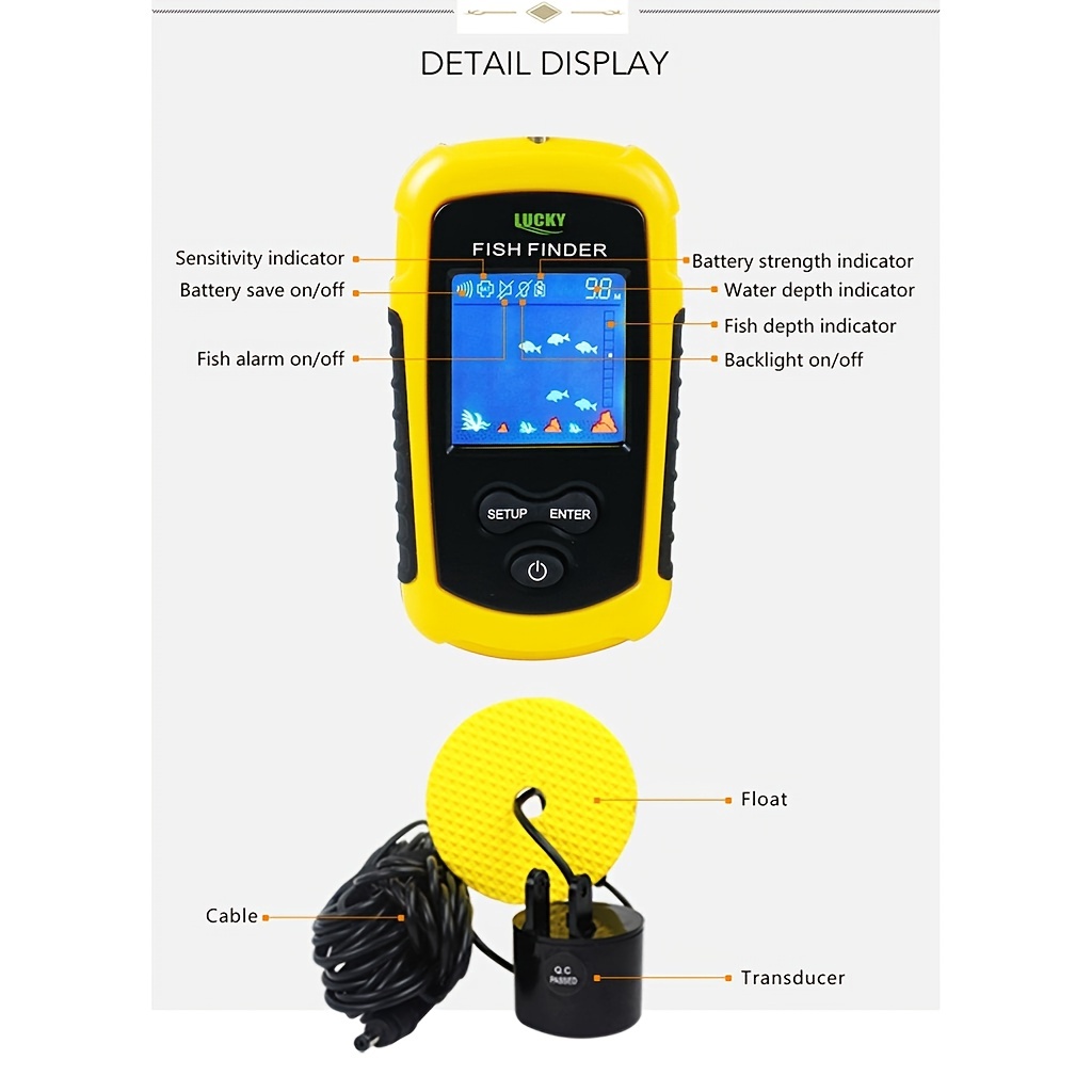 Lucky Fish Finder Colors Display Echo Sounder Alarm - Temu