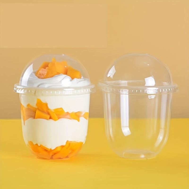 Crystal Clear Pet Cups with Dome Lids for Iced Coffee, Milkshake