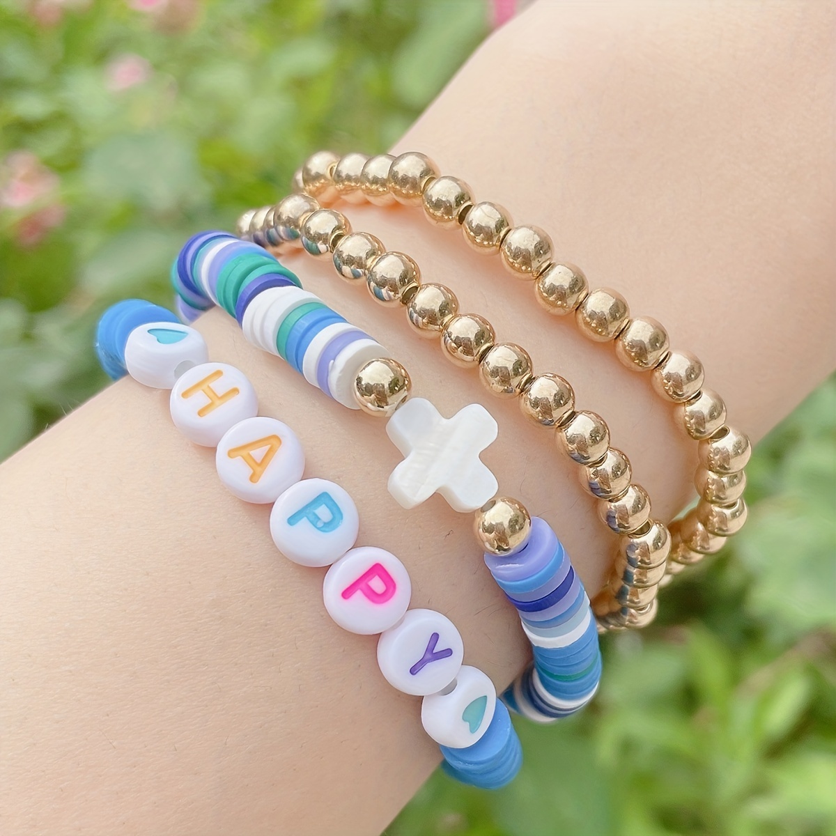 Letter Pattern Beads Beaded Bracelet With Colorful Soft Clay - Temu  Philippines