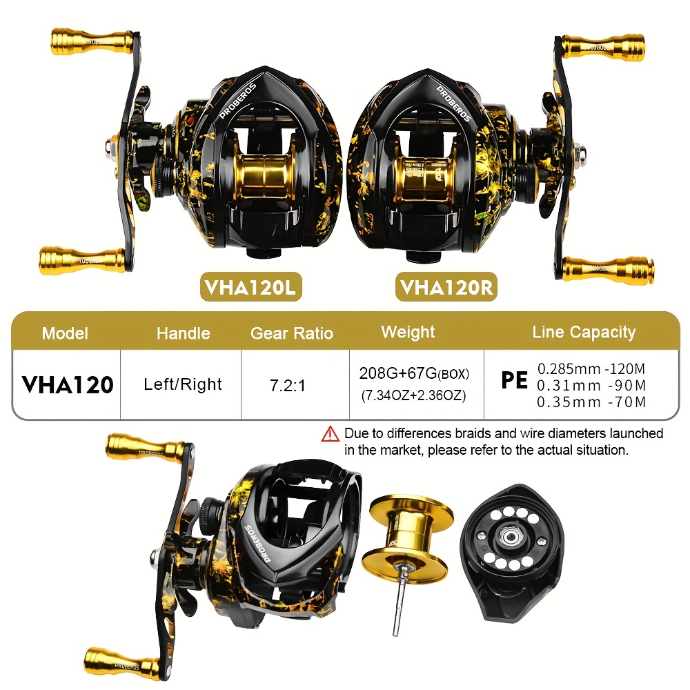 PROBEROS Jigging Fishing Reel Saltwater 7.2:1 Gear Ratio High Speed Baitcasting  Reel Bc Casting 5+1BB 8KG Max Drag Ultra Light Reels Fishing Equipment P2