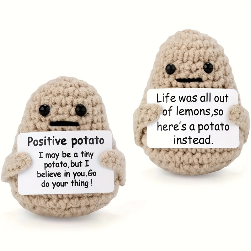 Mini Positive Potato, Cute Wool Knitting Doll With Positive Card, Funny  Knitted Potato Doll Xmas New Year Gift Decoration - Temu Germany