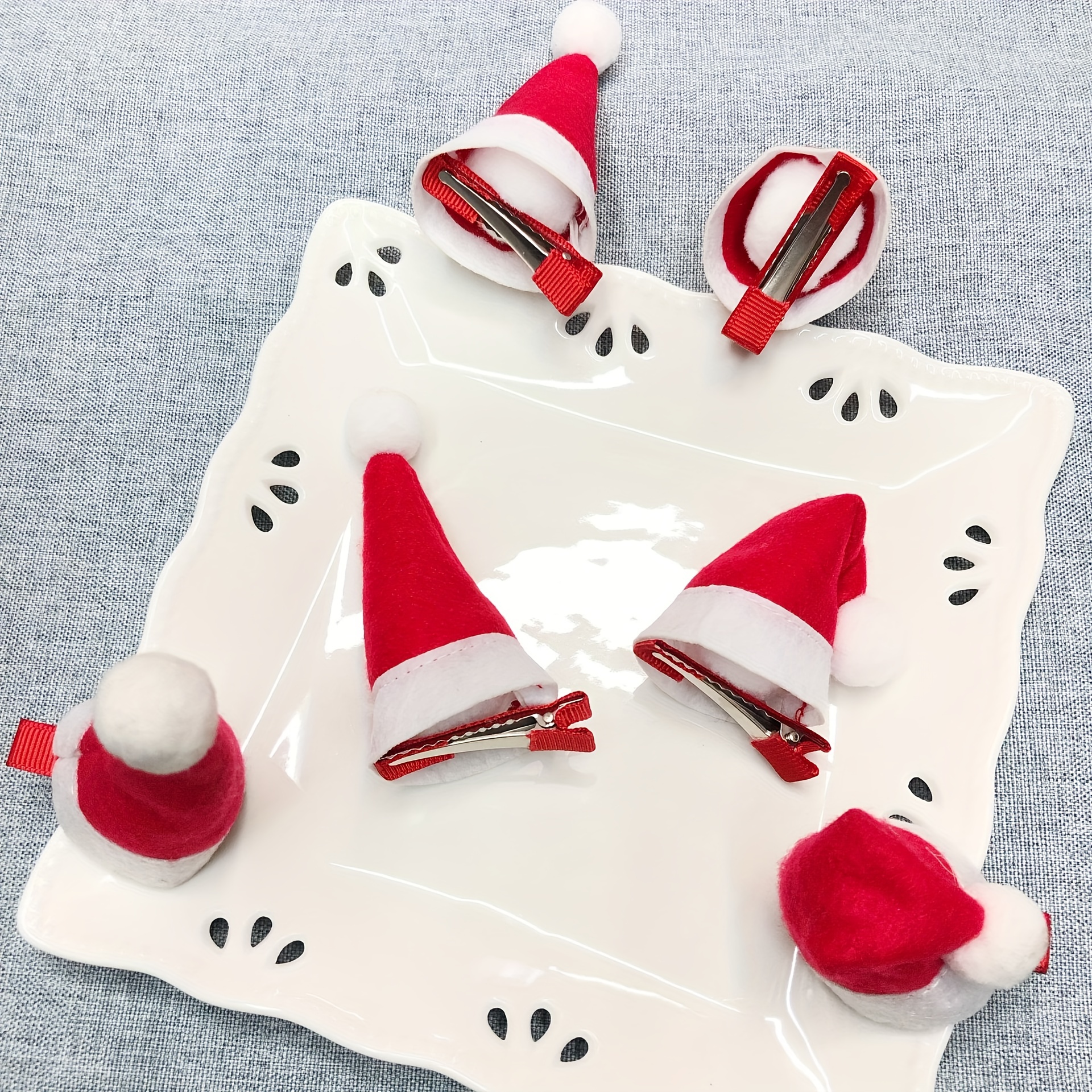 Mini Christmas Hat Hairpin Photo Decoration Plush Edge Clip