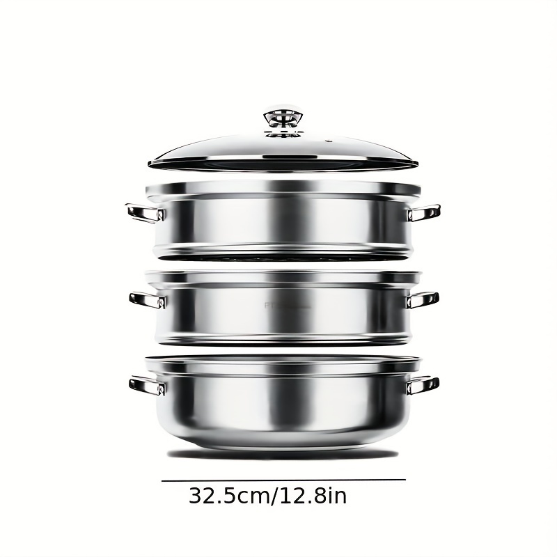 9.4qt Stainless Steel Stockpot With Steamer Set Big - Temu