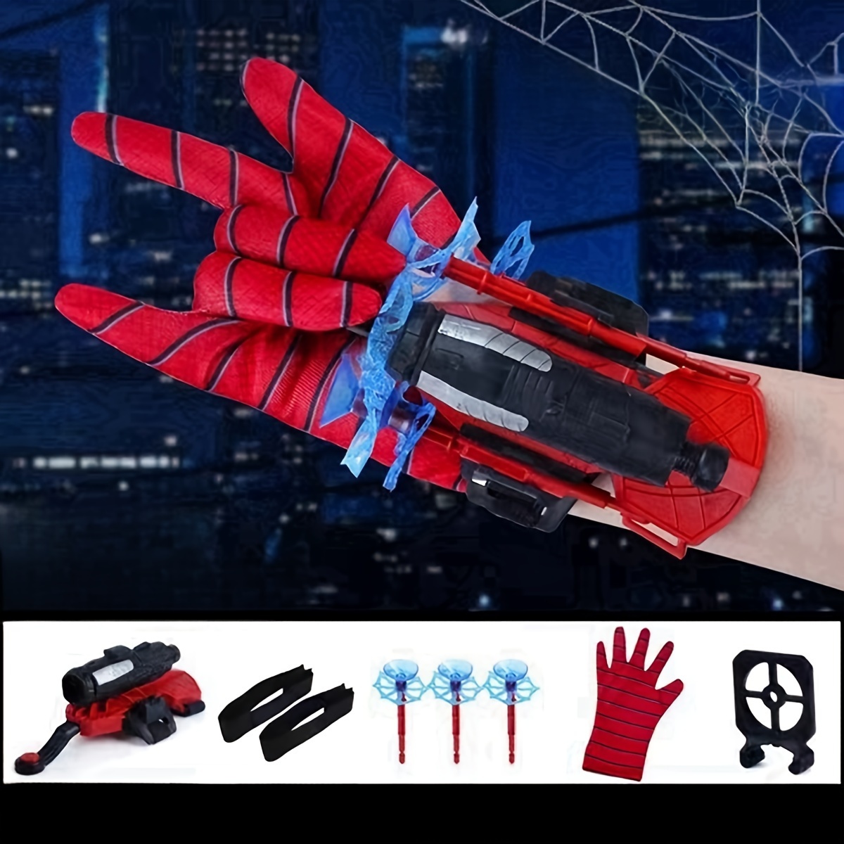 1pc Spider Silk Launcher Web Shooter Gant Black Tech Toy Soft