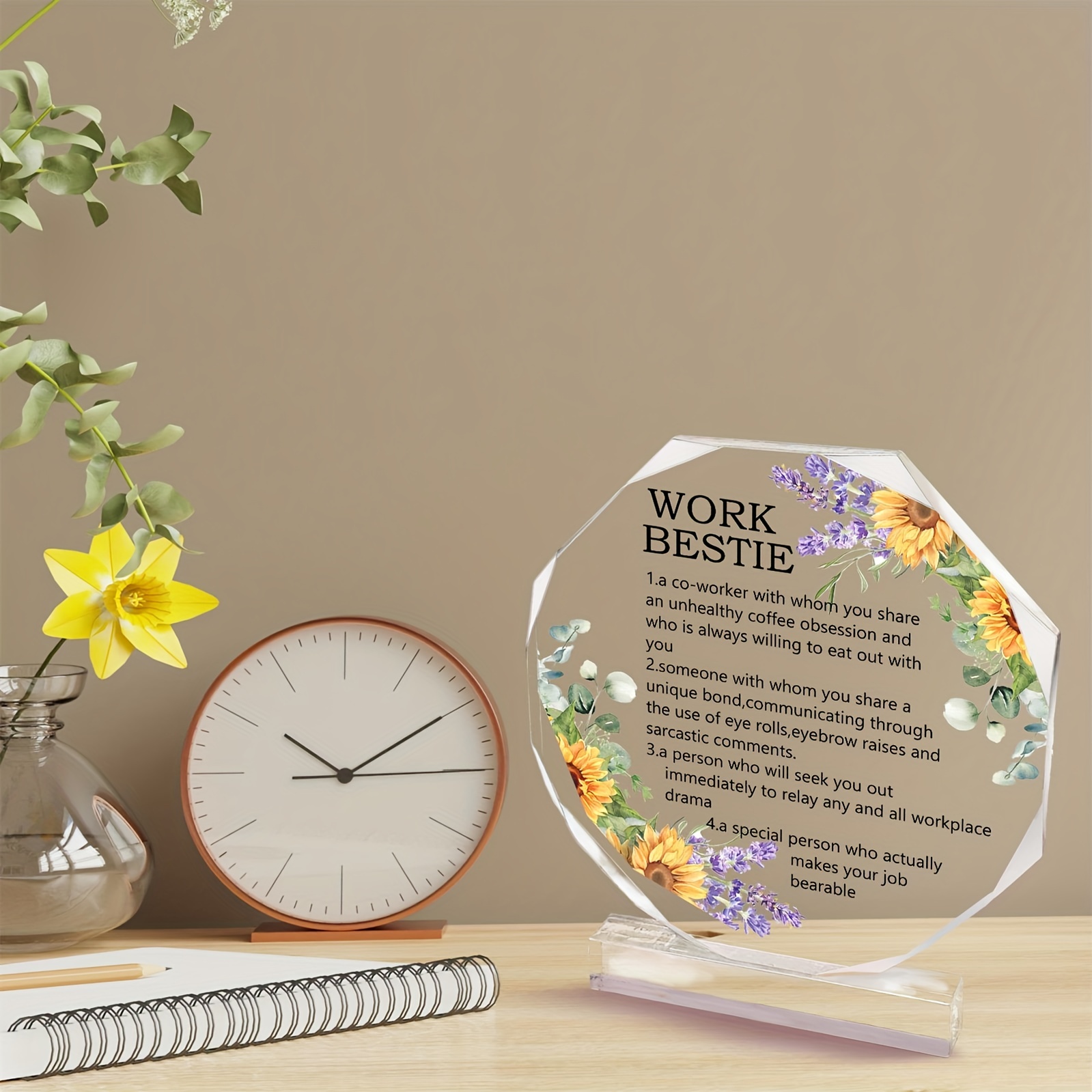 Thank You Gifts For Coworkers Work Bestie Gifts For Women Office Coworker  Leaving Gift Funny Office Octagon Acrylic Decorative Signs Plaques Positive