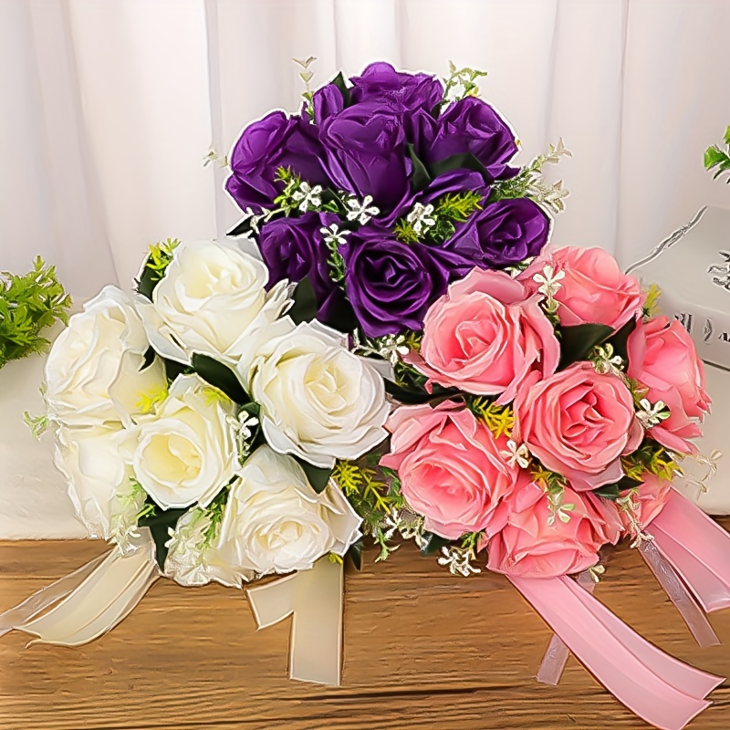 Artificial Fall Rose Simulation Rose Flower Bouquet Fake - Temu