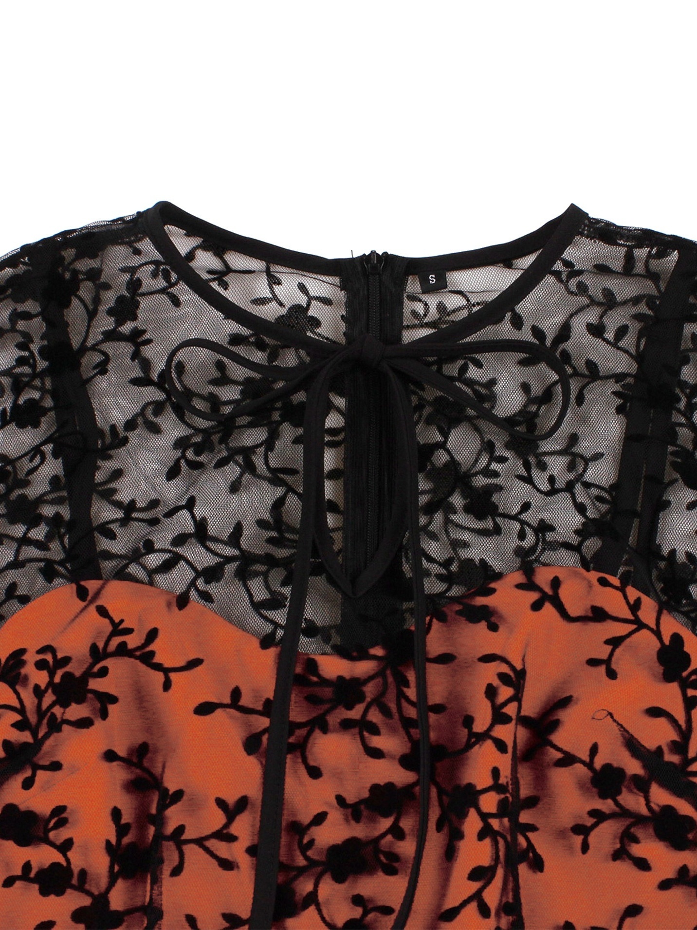 gothic contrast mesh sleeveless dress elegant bow tie pleated dress womens clothing