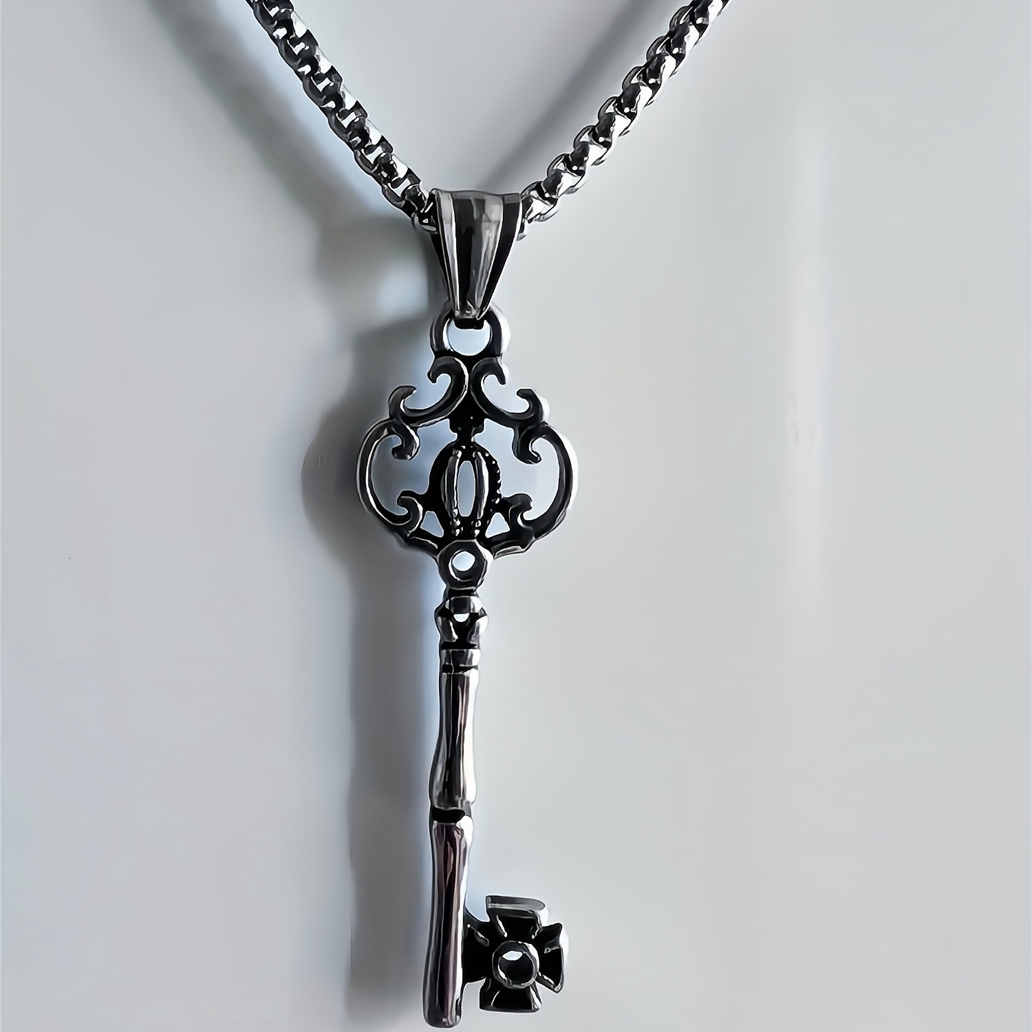 Men's Stainless Steel Stainless Steel Crown Key Pendant Necklace 