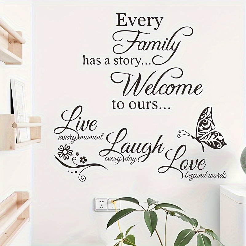 

Every Family Has A Story And Live Laugh Love, Family Wall Art Stickers Peel And Stick Removable Butterfly Wall Decor Stickers For Living Room Family Inspirational Wall Stickers Quotes