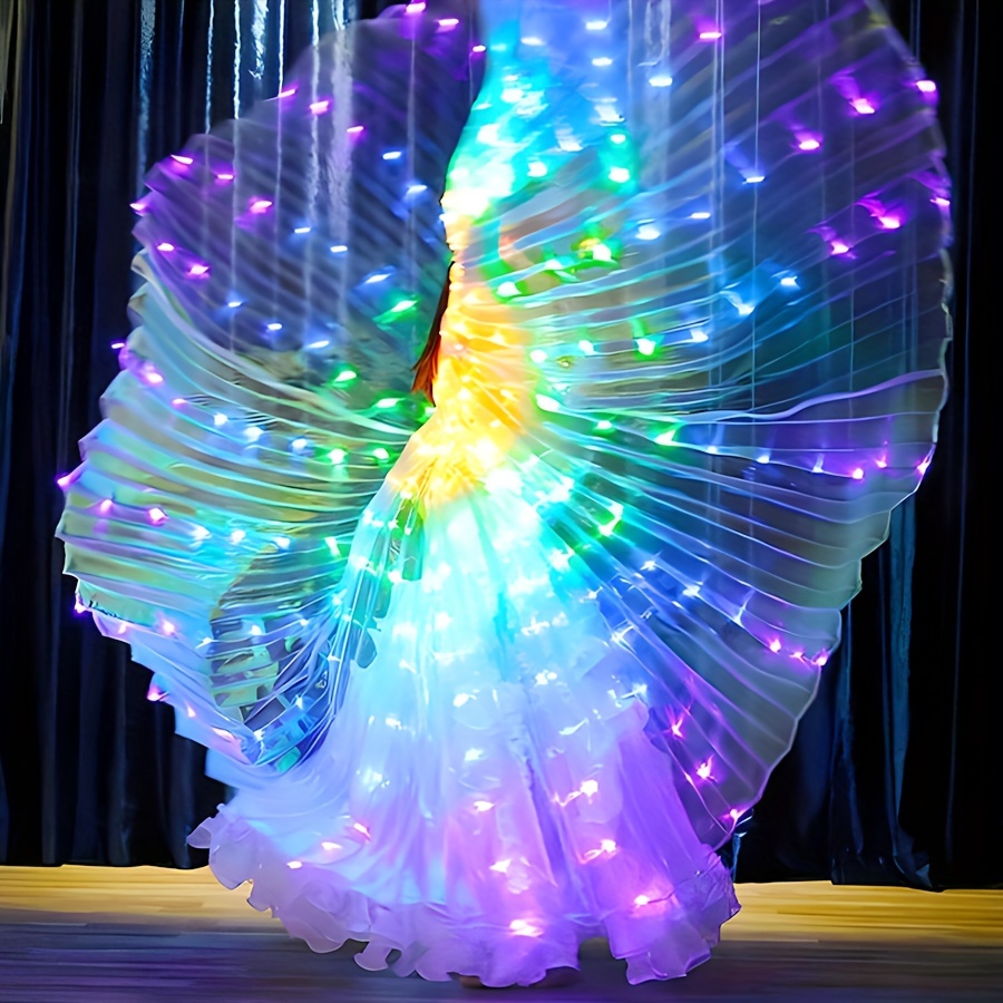 Alas de LED Isis con luz brillante, traje para danza del vientre con varas,  ropa para espectáculos, carnaval o Halloween