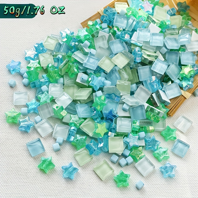 Pentagram Mosaic Square Crystal Glass Beads For Jewelry - Temu