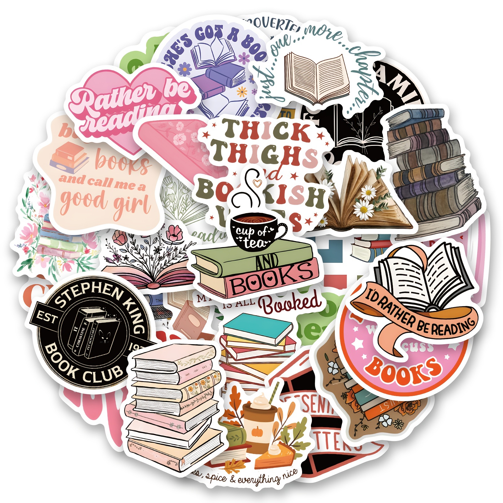Bookish Sticker, Stack of Books, Large Vinyl Decal, Kindle
