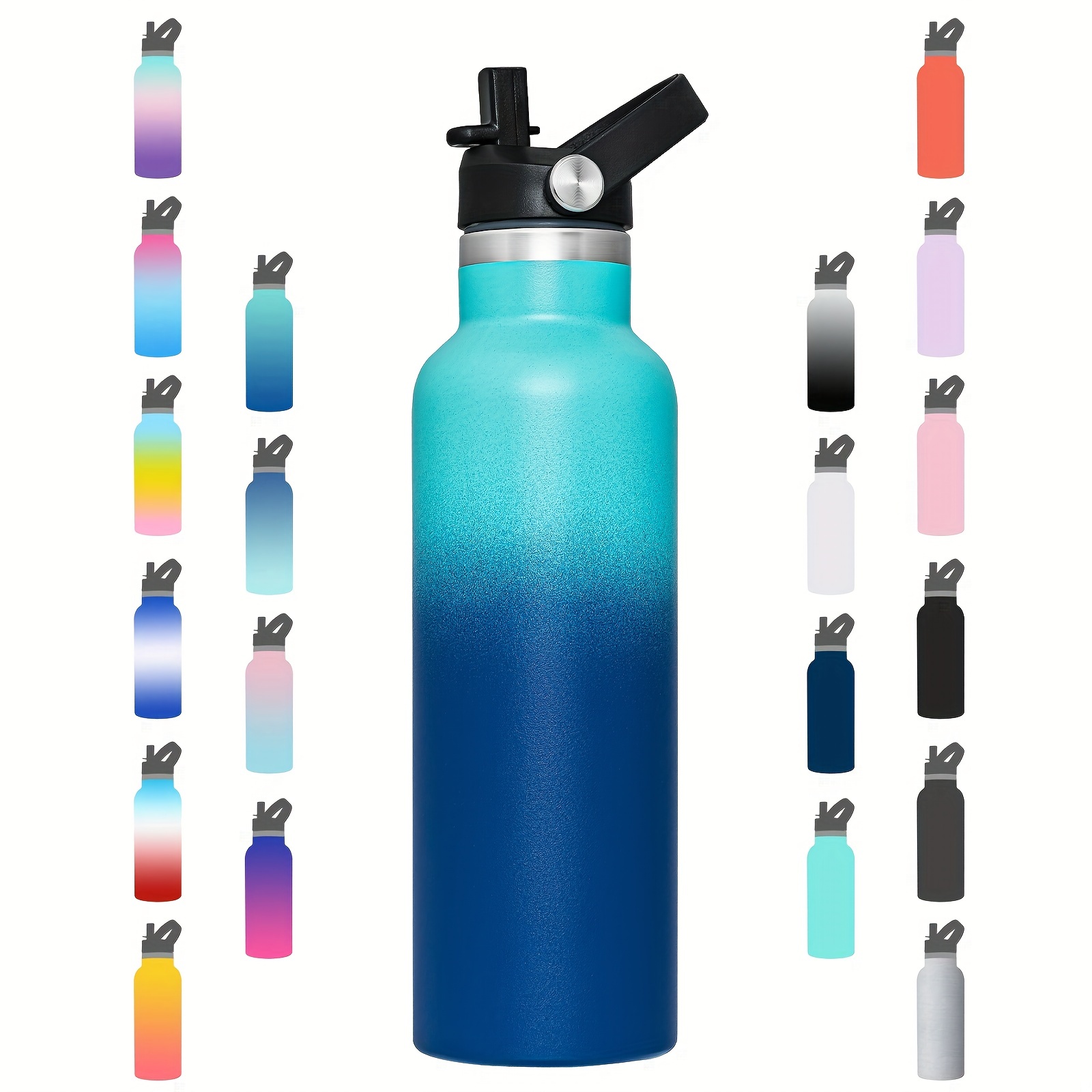Vacuum Sports Water Bottle Stainless Steel Colourful Water - Temu