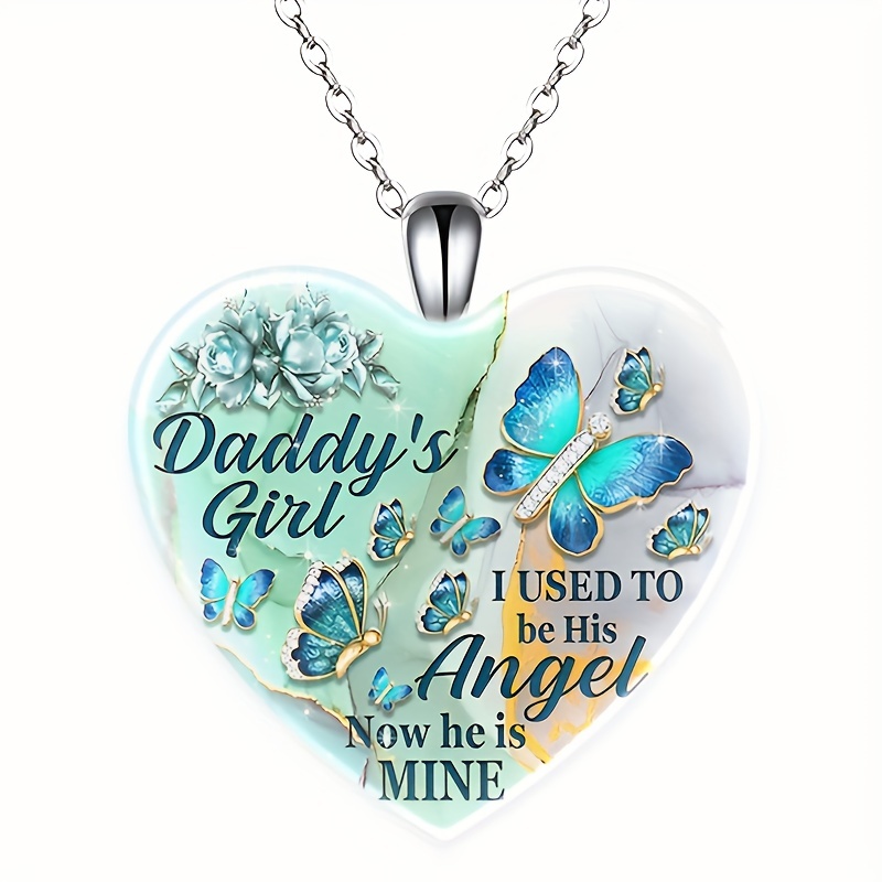 Butterfly Pattern Heart Pendant Necklace for Men