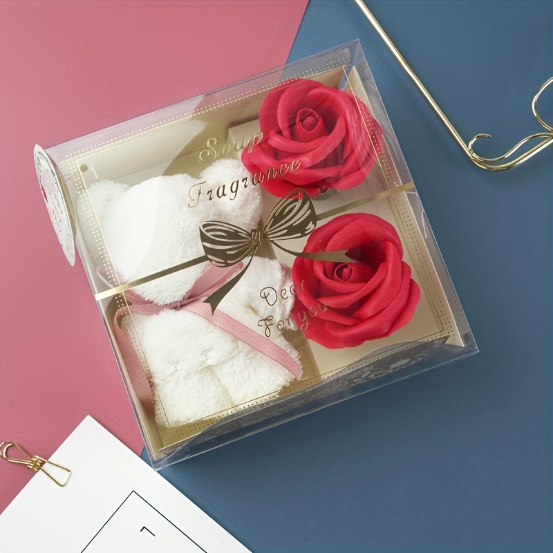 Soap Rose Flowers Bear Gift Box Xmas Birthday Valentine - Temu
