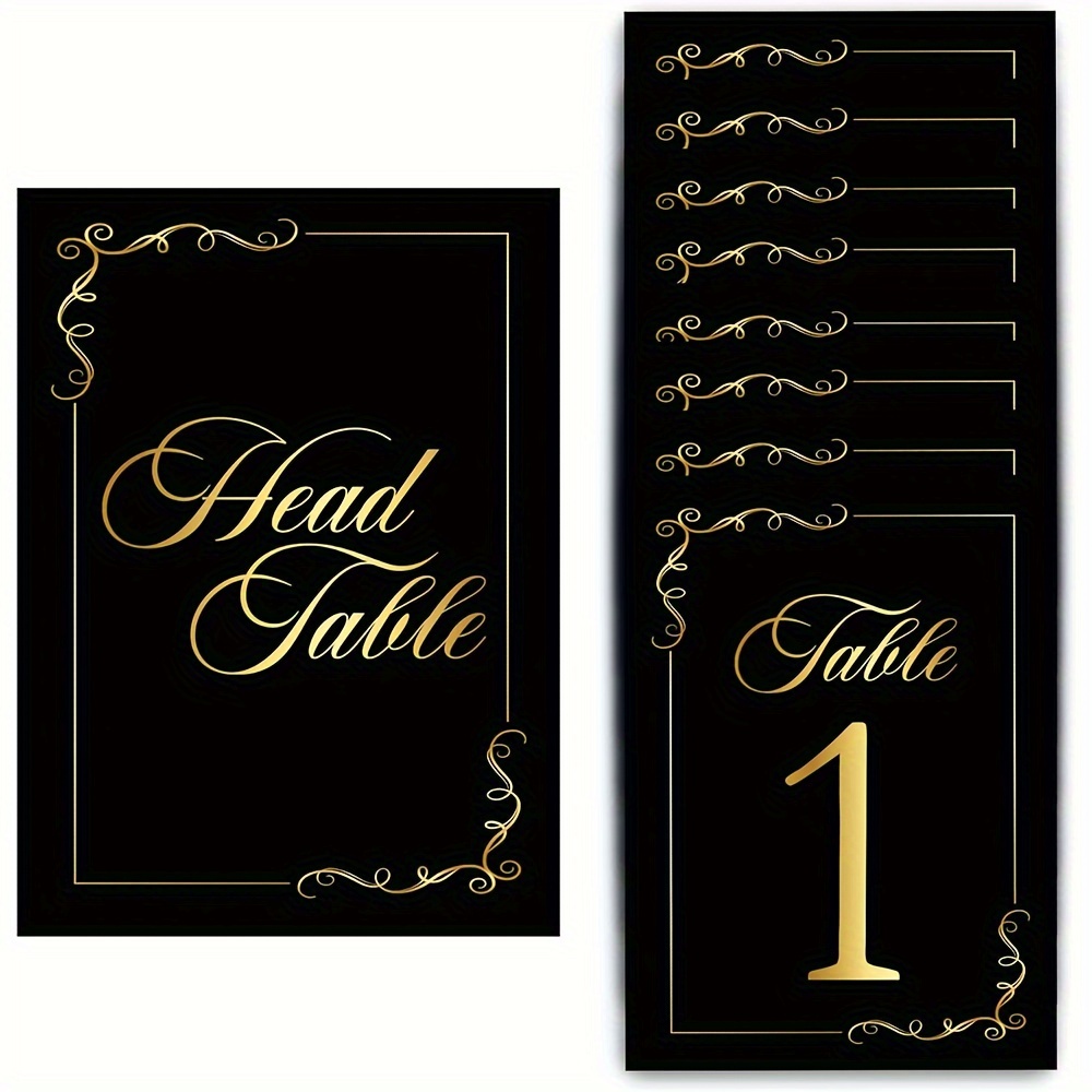 TEMU 31pcs Black Table Number Cards With Gold Foil Table Number, 1-30 Table Numbers Cards Card Wedding Anniversary Birthday Restaurants Party