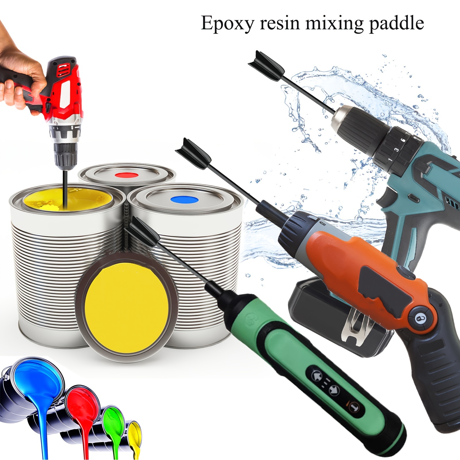 Varilla mezcladora de pintura de fácil limpieza, accesorio de taladro de  pintura, mezcla larga, paleta de mezcla, herramientas para lechada de  pintura, mezclador de epoxi
