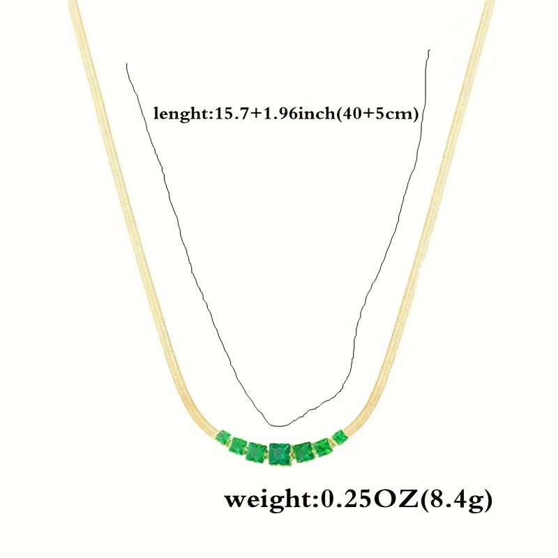 Vintage Geometric Gemstone Necklace 18K Stainless Steel Chain