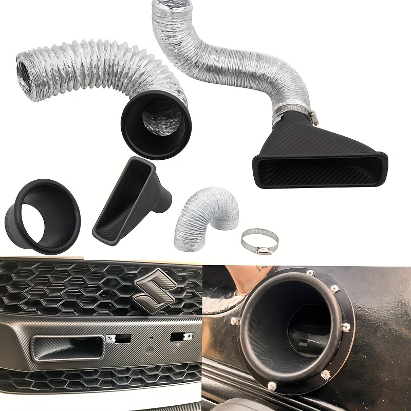 Universal Car Front Bumper admission * Air Intake Pipe Kit ABS Turbine  Inlet Kit Pipe Air Funnel Carbon Fiber Look