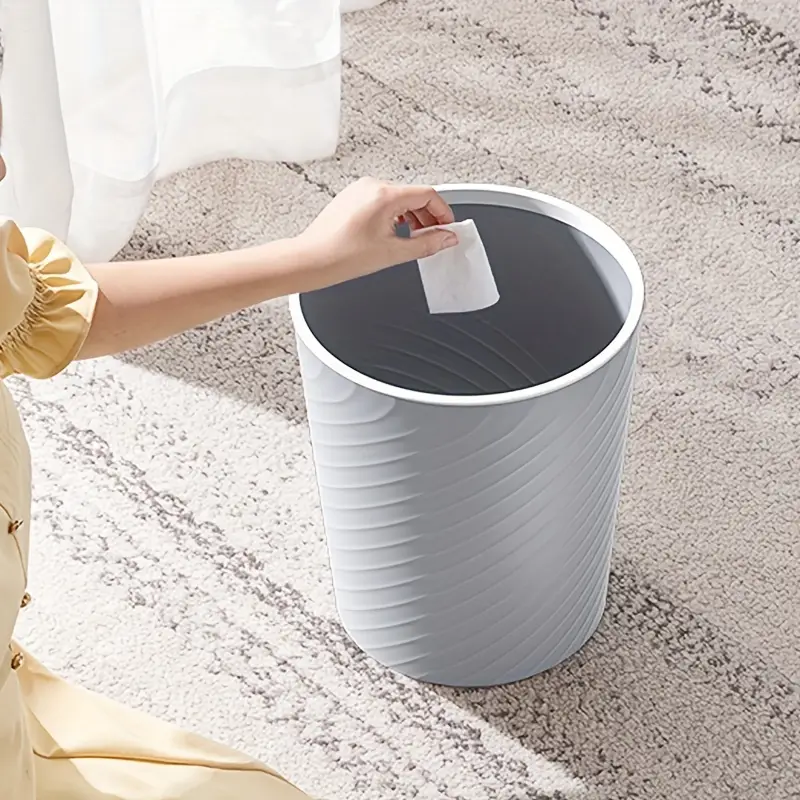 Simple Trash Can, Pressure Ring Trash Bin, Plastic Garbage Bin, Kitchen  Waste Basket, Large Capacity Dustbin For Living Room Bedroom Bathroom  Kitchen - Temu