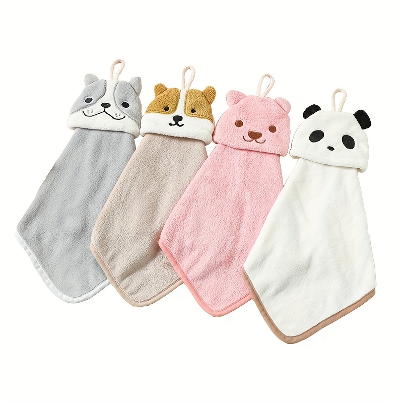 Animal Pattern Hanging Towel Coral Velvet Fingertip Towel