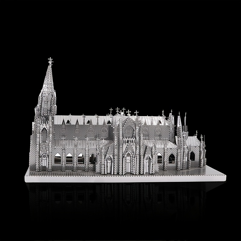 Three-dimensional 3D Metal Jigsaw Puzzle Model DIY Educational Puzzle  Assembly World Famous Buildings New York St. Patrick's Cathedral Birthday  Gift D