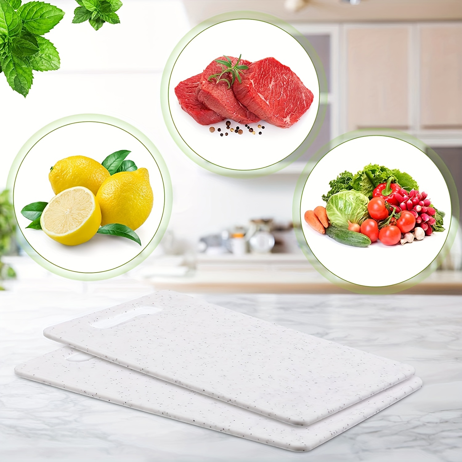 2 Pcs Small Cutting Board for Kitchen Mini Plastic Cutting Board Set Bar  Dishwasher Safe Granite Color Cutting Board for Camping Food Fruits Prep