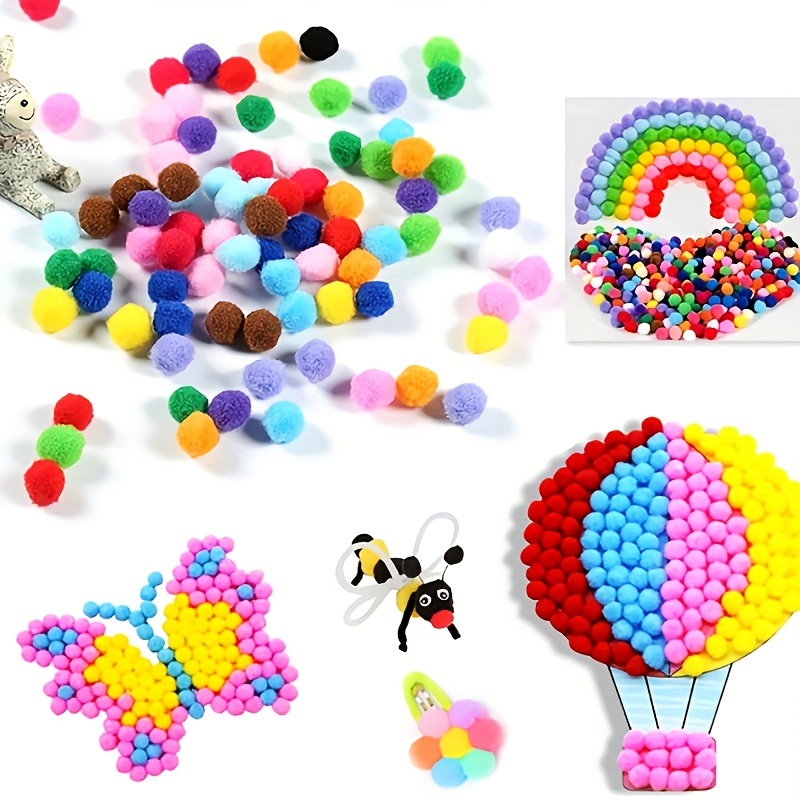 250pcs Arts And Crafts - Colorful Assorted Pompoms, Rainbow Puff Cotton  Balls For Crafts DIY Project Home Party Holiday Creative Decorations