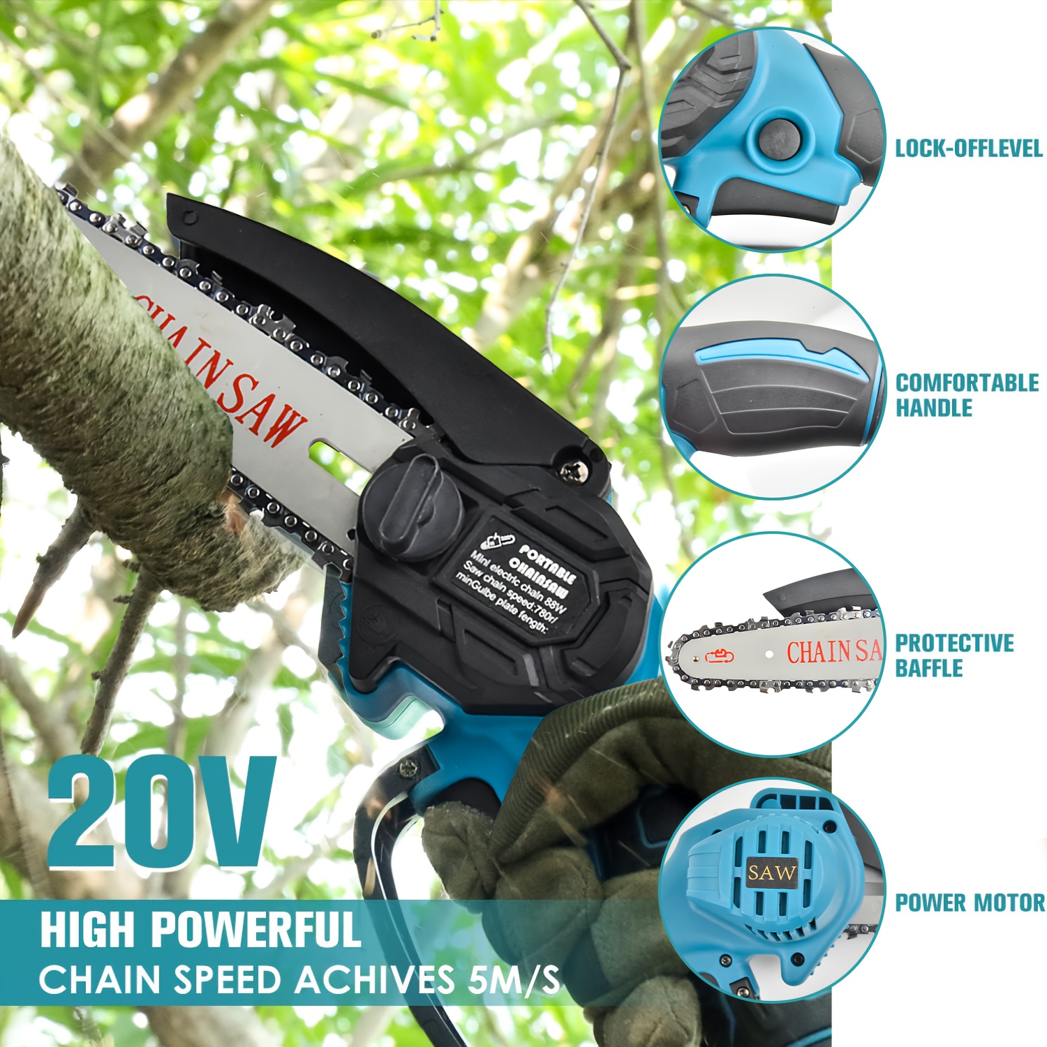 Portable Mini Electric Pruning Saw Handheld Garden Logging