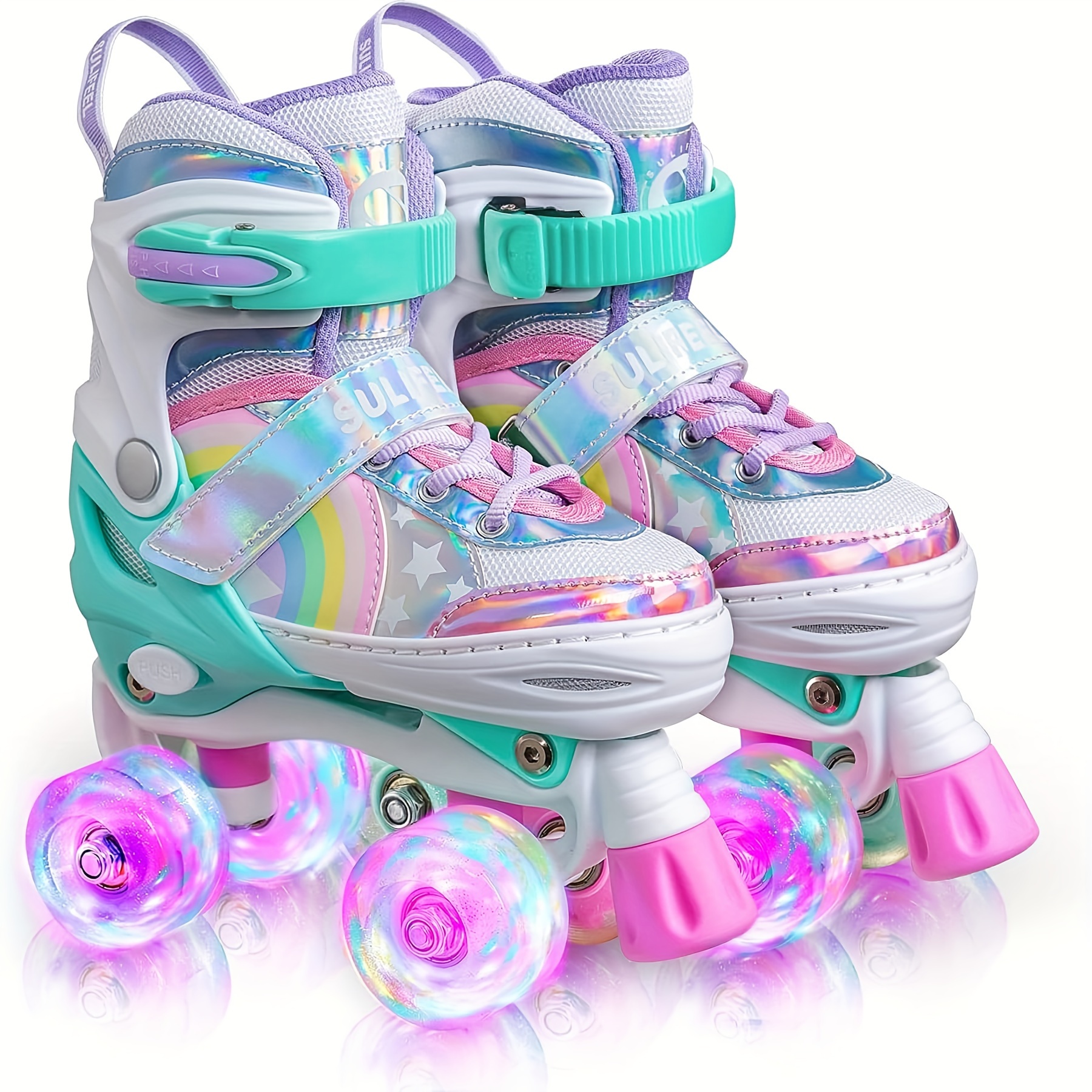 Compre Tamanho ajustável crianças patins de linha dupla patins sapatos  rodas duplas patins para