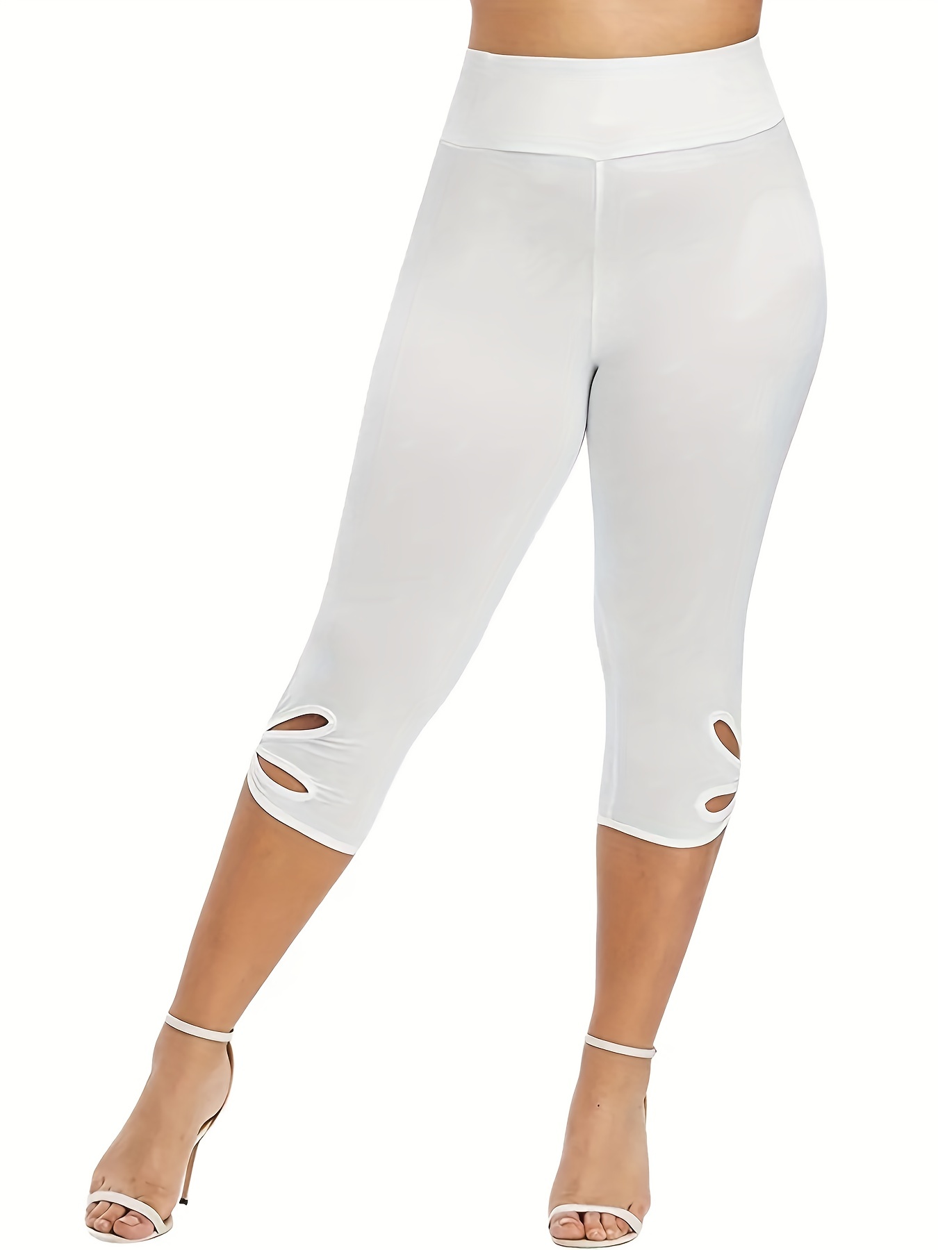 Ring Linked Skinny Capris Leggings for Women