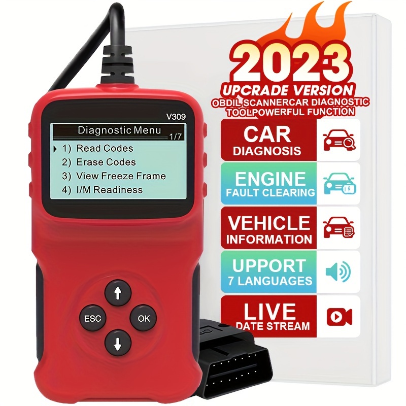  JDIAG Escáner OBD2 para automóvil, lector de código de falla de  motor de vehículo, herramienta de escaneo de diagnóstico, luz universal para  todos los coches de protocolo OBD II desde 1996 (