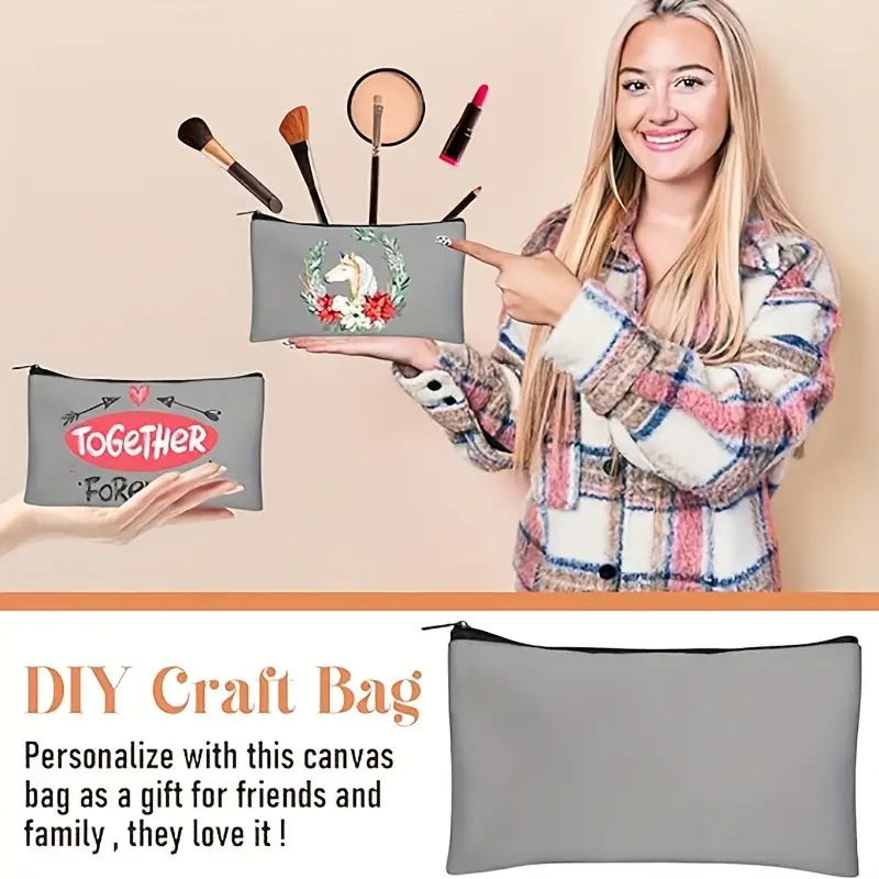 Wholesale Blank DIY Craft Bag Canvas Pencil Pouch 